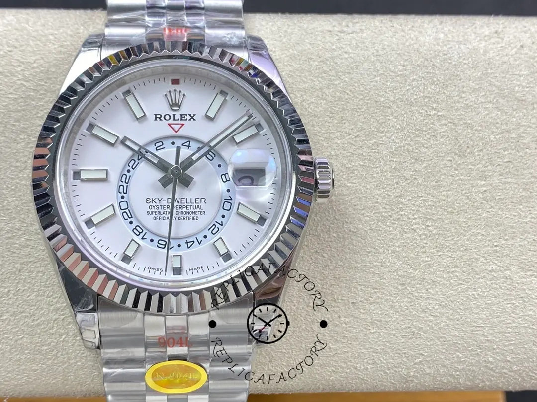 Rolex Sky Dweller 42 White Dial Fluted Bezel M336934 0004 Men's Watch