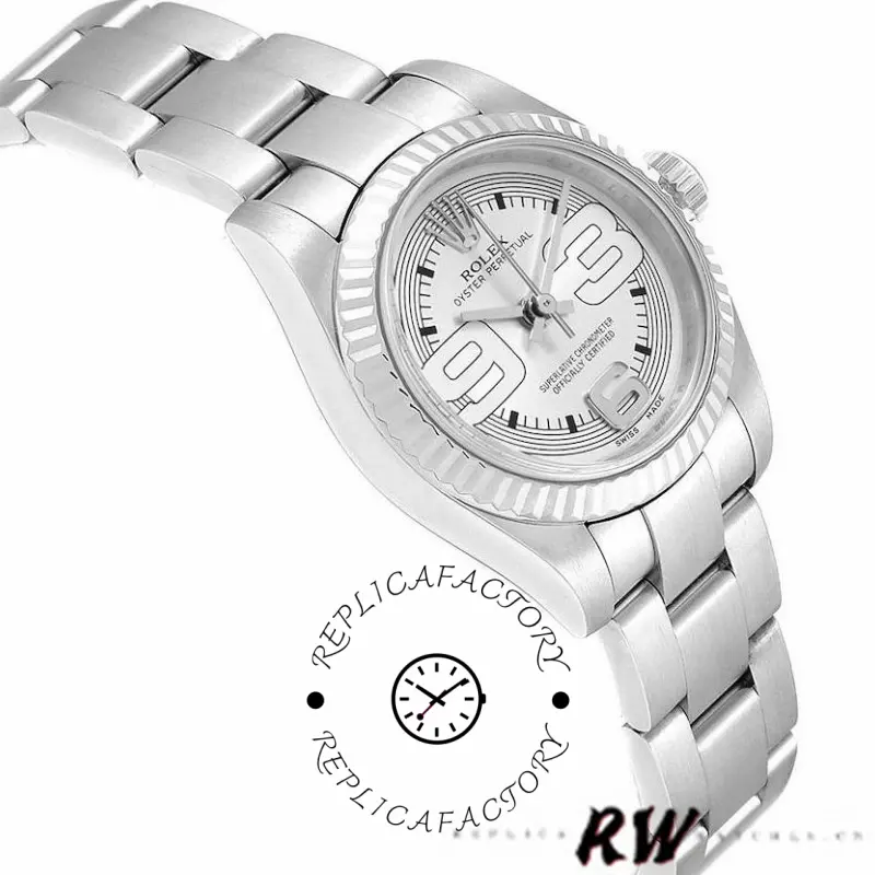 Rolex Oyster Perpetual 176234 Silver Maxi Arabic Dial 26mm Lady Replica Watch