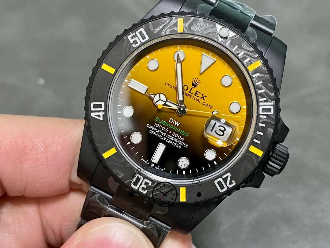Rolex Submariner 116610, full watch on surface, top view.