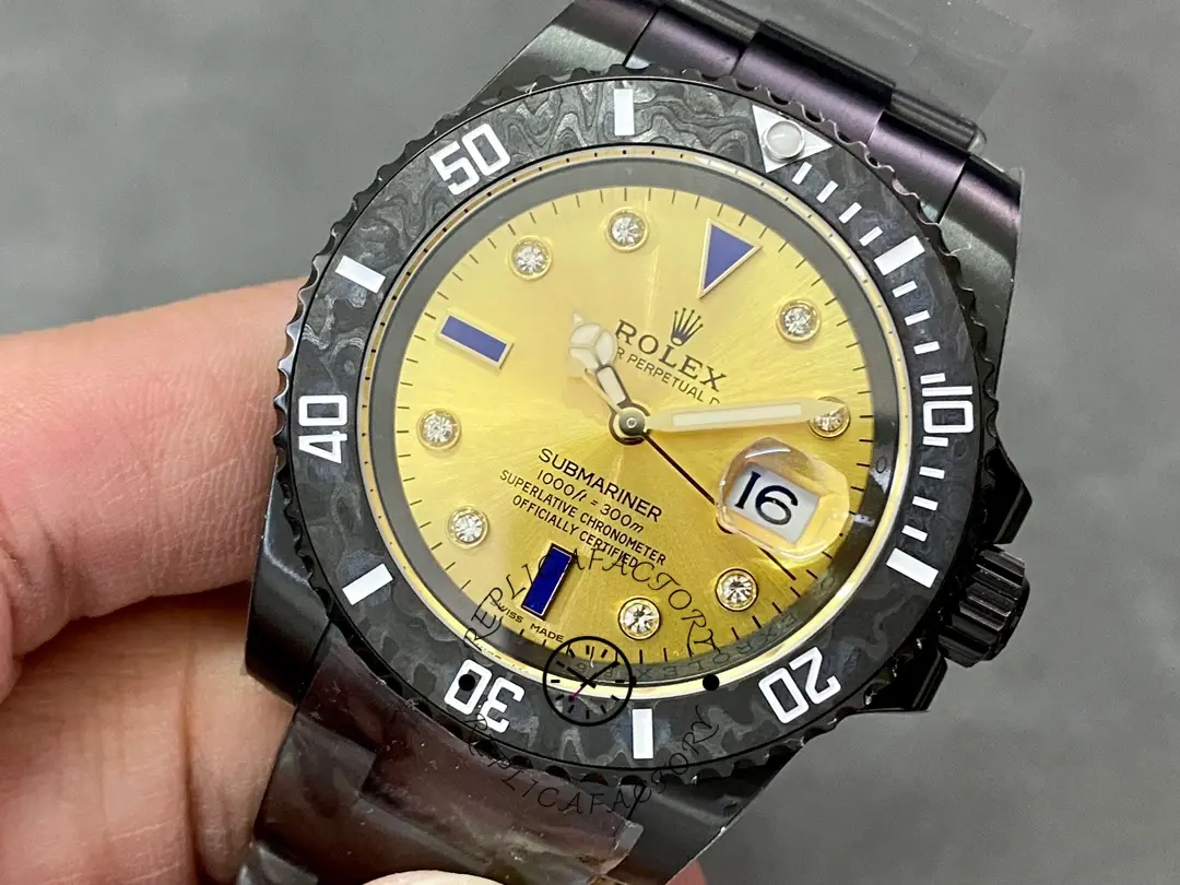 Rolex Submariner Diw 116610 PVD-DLC Stainless Steel Carbon Fiber Bezel Champagne Dial