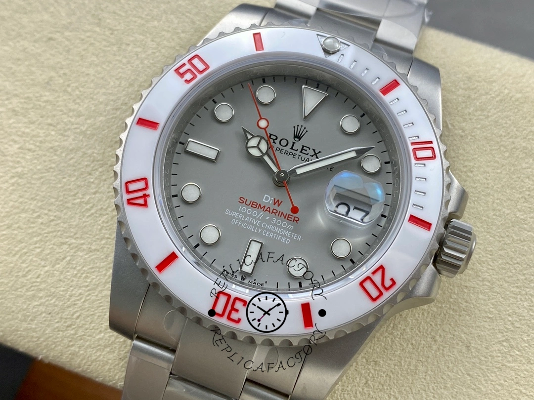 Angled close-up of the Rolex DIW Submariner Date 116610 showing bezel edge and case finish.