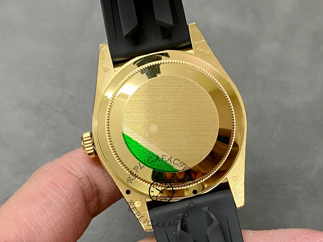 Caseback view of the Rolex Sky-Dweller m336238 0002 showing solid back with protective film.