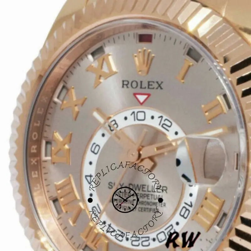 Rolex Sky-Dweller 326135 Sundust Dial Rose Gold 42MM Mens Replica Watch