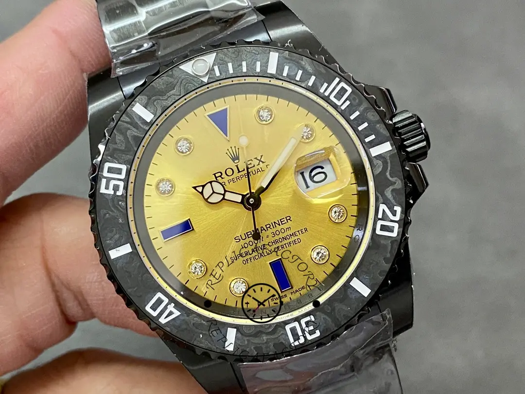 Rolex Submariner Diw 116610 PVD-DLC Stainless Steel Carbon Fiber Bezel Champagne Dial