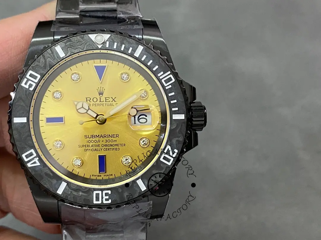 Rolex Submariner Diw 116610 PVD-DLC Stainless Steel Carbon Fiber Bezel Champagne Dial