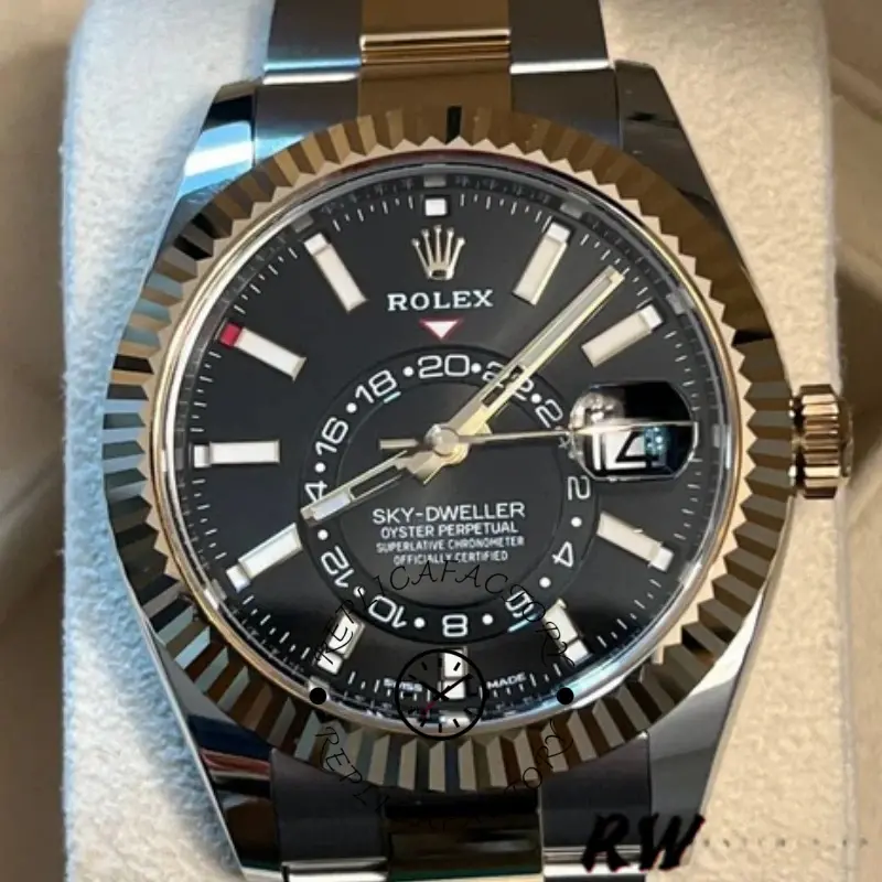 Rolex Sky-Dweller 326933 Black Dial Stainless Steel 42MM Mens Replica Watch