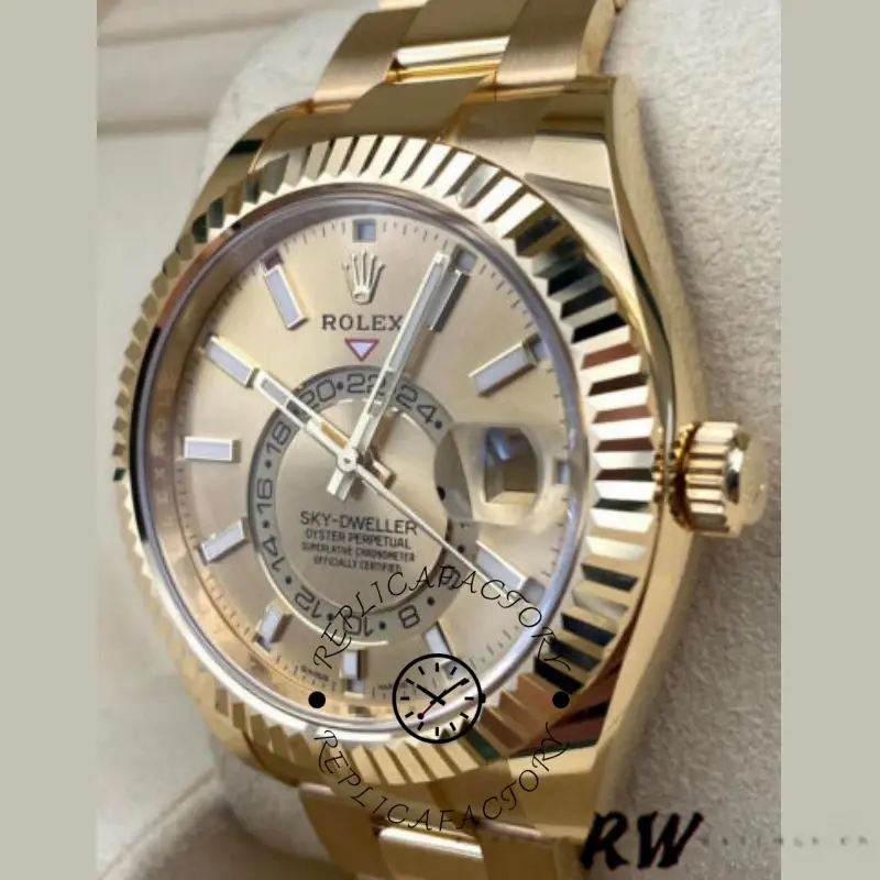 Rolex Sky-Dweller m336938-0004 Yellow Gold Champagne Dial 42mm Mens Replica Watch