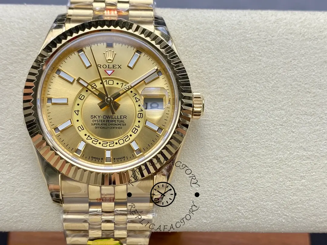 Rolex Sky-Dweller m336938-0004 Yellow Gold Champagne Dial 42mm Mens Replica Watch