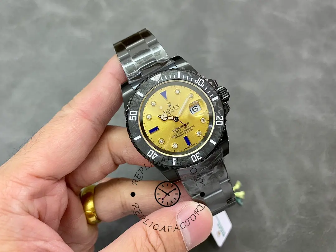 Rolex Submariner Diw 116610 PVD-DLC Stainless Steel Carbon Fiber Bezel Champagne Dial