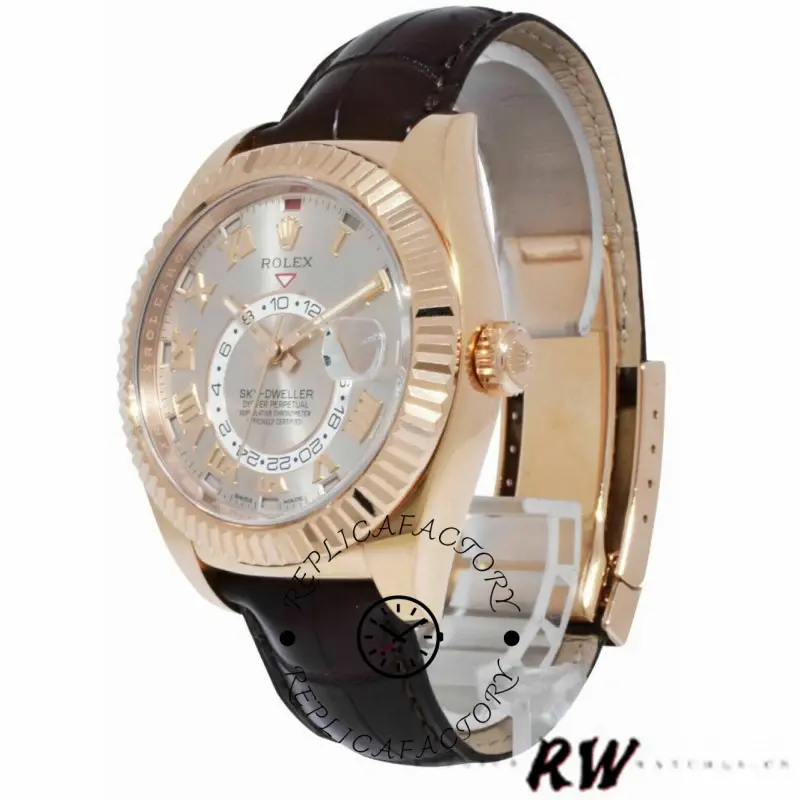 Rolex Sky-Dweller 326135 Sundust Dial Rose Gold 42MM Mens Replica Watch