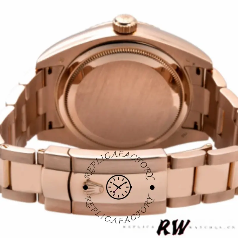 Caseback view of Rolex Sky-Dweller 326935, Everose gold back and lugs.