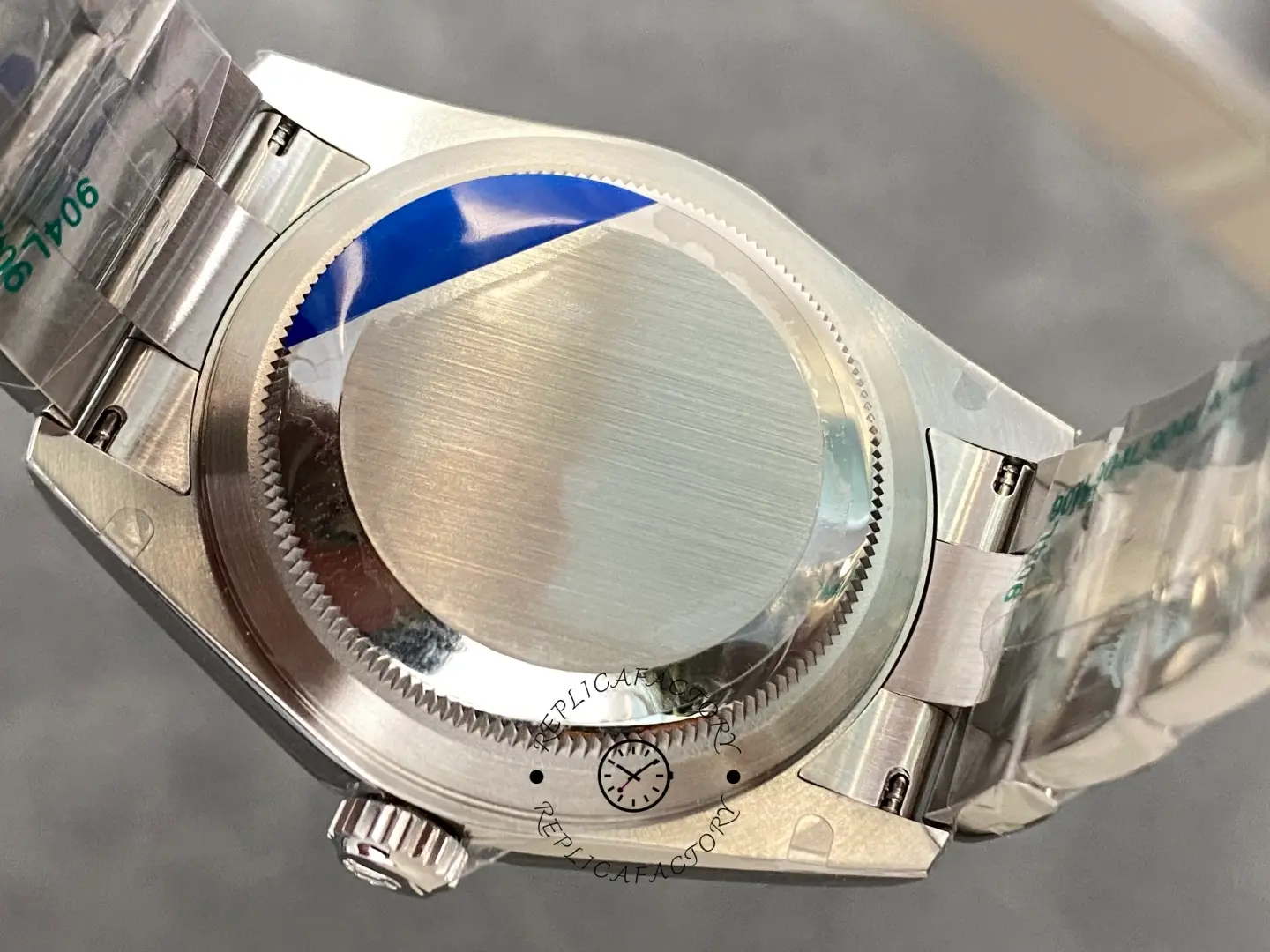 Case back view of the Rolex Sky-Dweller 336934 with smooth steel back and solid construction.