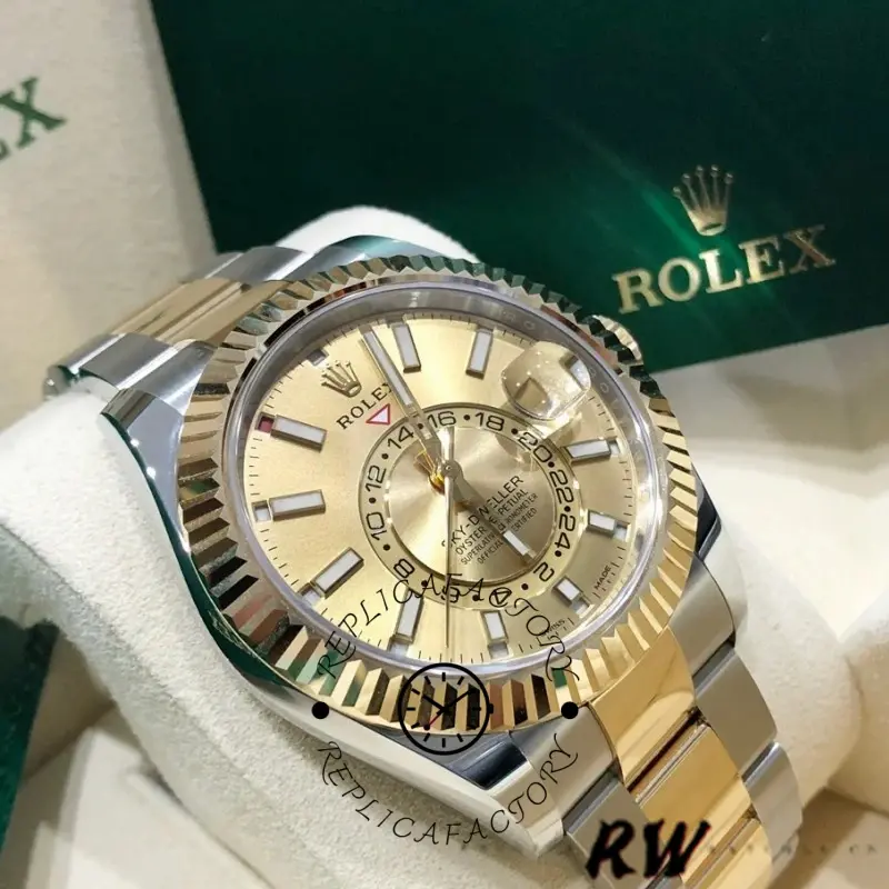 Rolex Sky-Dweller 326933 Champagne Dial Stainless Steel 42MM Mens Replica Watch