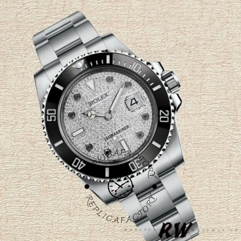 Rolex Submariner 116610 Diamond Paved Dial Stainless Steel 40mm Mens Replica Watch