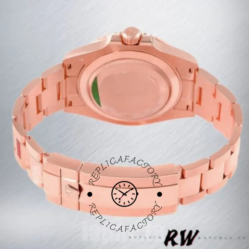 Rolex Submariner 126605 caseback view, showing the solid back and rose gold bracelet underside.