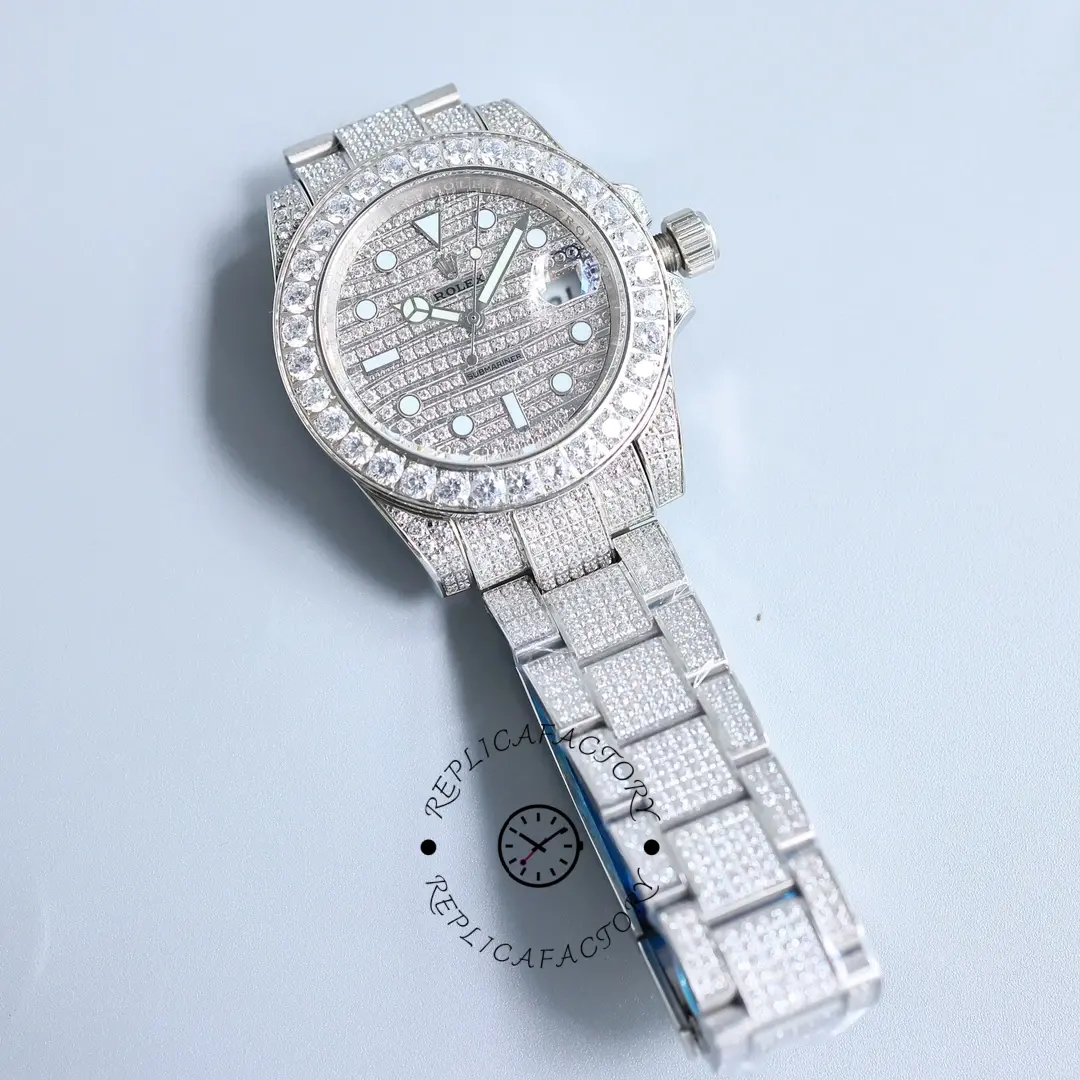 Rolex Submariner 116610LN, angled view showing diamond-set lugs and bracelet.