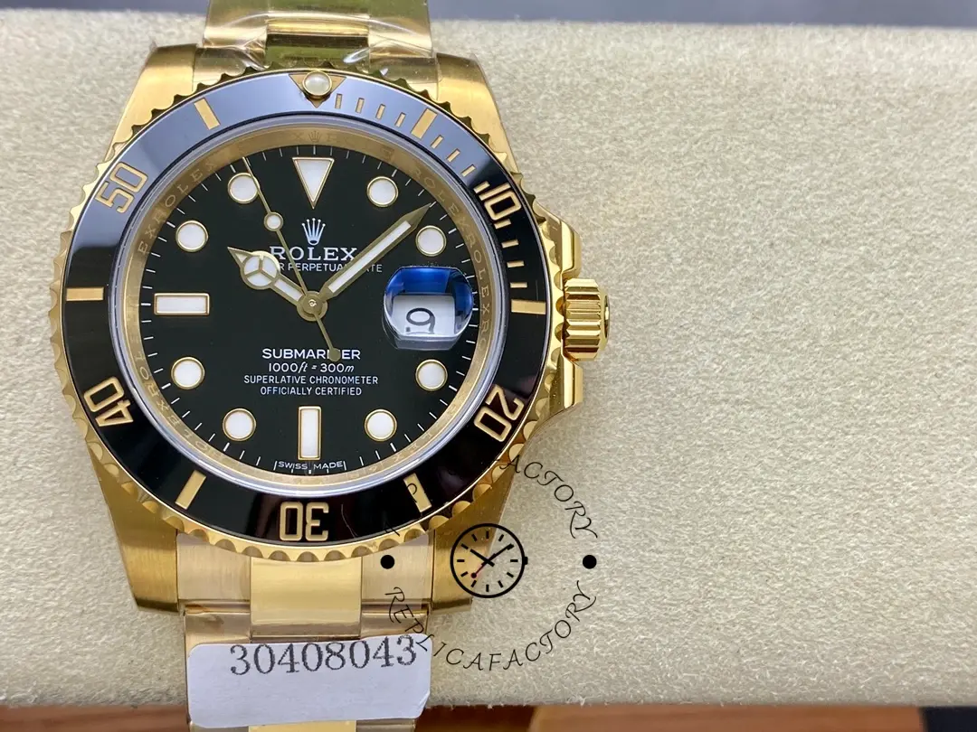 Rolex Submariner Date 116618LN on display pillow, black dial with date window.