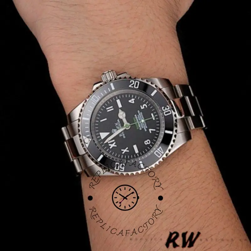 Rolex Submariner PR16233NBB, wrist shot showing size and fit on arm.