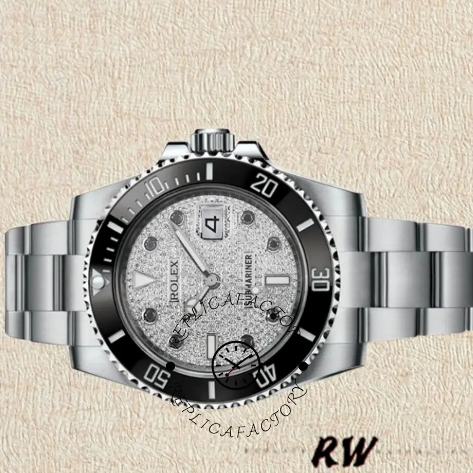 Rolex Submariner 116610 Diamond Paved Dial Stainless Steel 40mm Mens Replica Watch