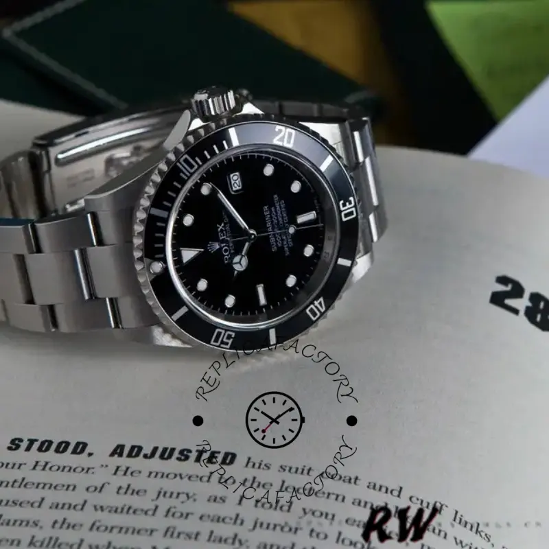 Rolex Submariner 1680, close-up on bracelet showing the dial, bezel edge, and crown side profile.