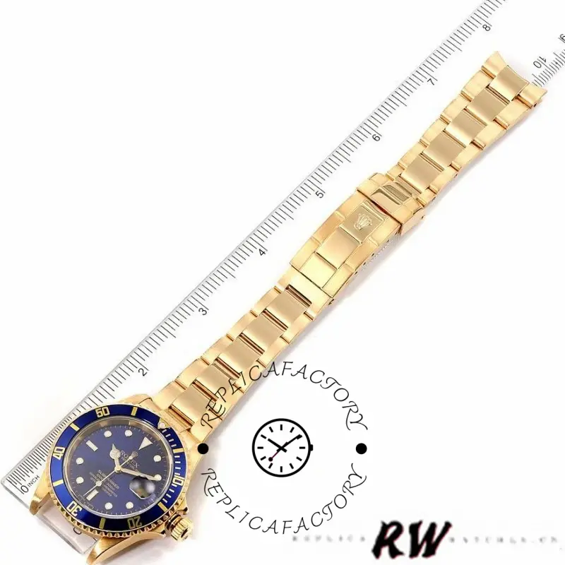 Rolex Submariner 16618 Yellow Gold Blue Dial 40mm Mens Replica Watch