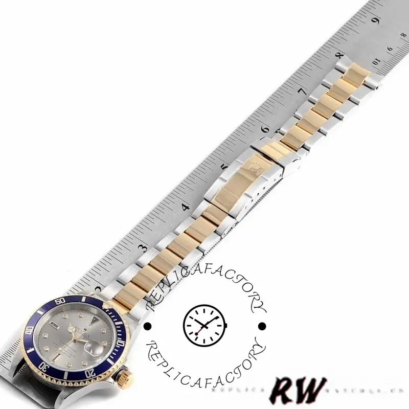 Rolex Submariner 16613 Steel Gold Diamond Sapphire Serti Dial 40mm Mens Replica Watch