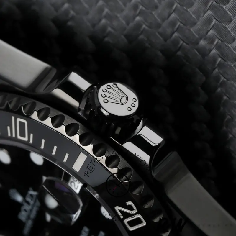 Rolex Submariner 116610LN, side view showing the crown and bezel edge detail.