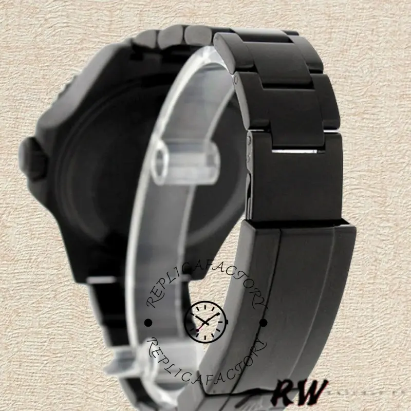 Rolex Submariner 116610, side view showing case profile and black bracelet clasp area.