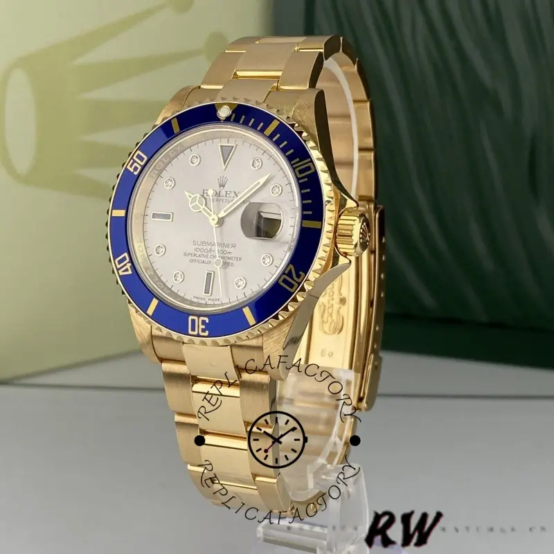 Rolex Submariner 16618 Serti Dial Blue Bezel 40mm Mens Replica Watch