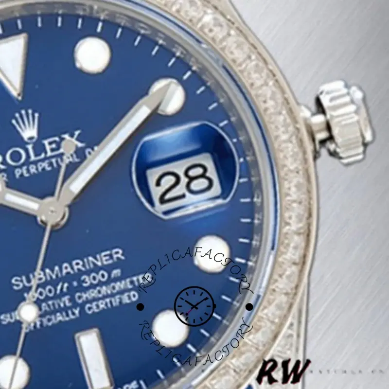 Rolex Submariner 116610, dial and crown close-up showing date window.