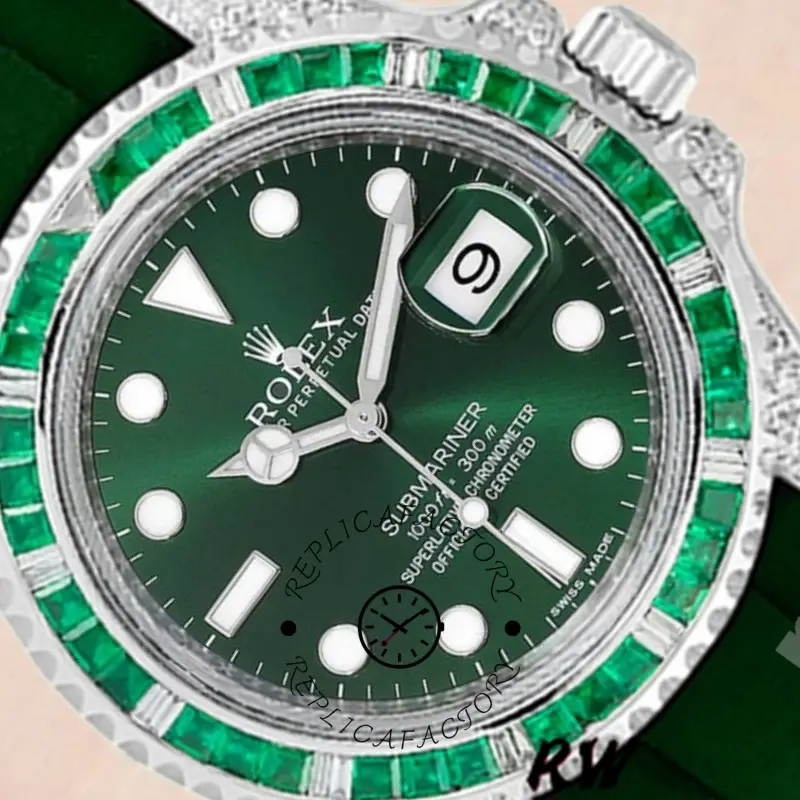 Rolex Submariner 116610 Green Dial Rubber strap 40mm Mens Replica Watch