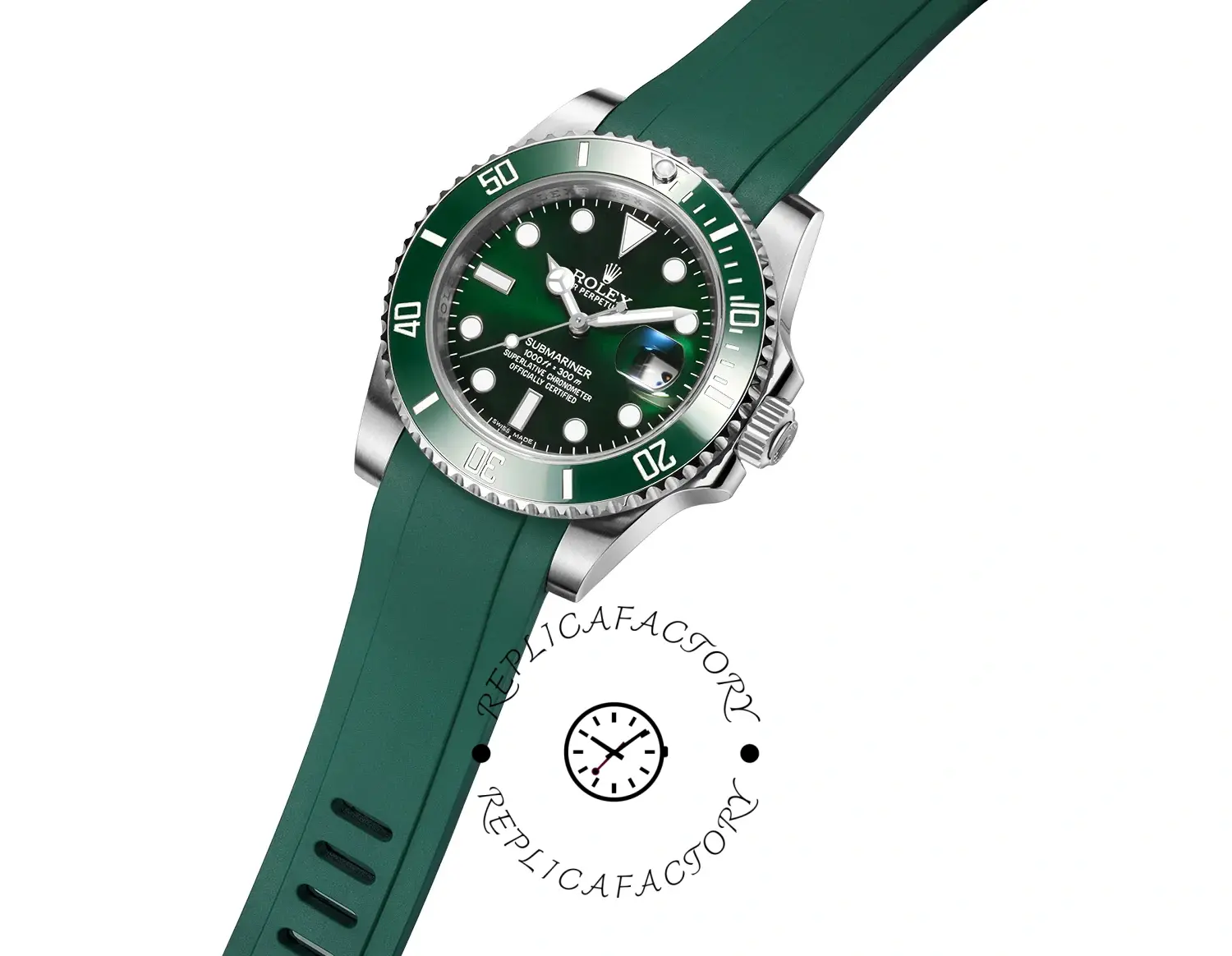 Rolex Submariner 126610LV Green Rubber Strap Black Dial 41mm Mens Replica Watch