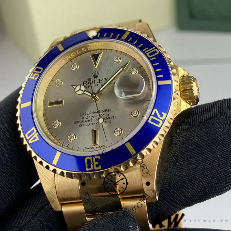 Rolex Submariner 16618 Serti Dial Blue Bezel 40mm Mens Replica Watch