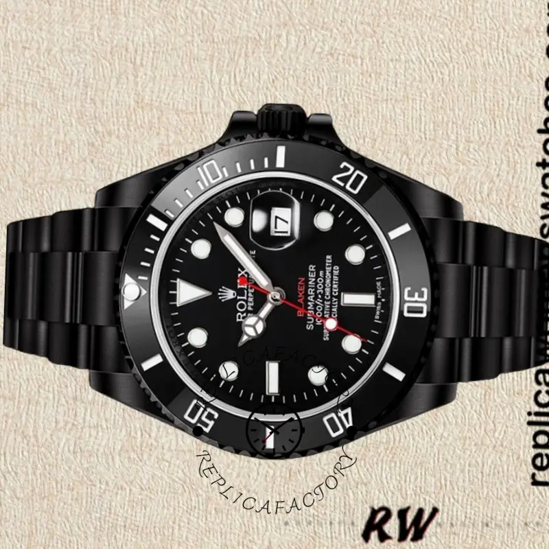 Rolex Submariner 116610, full watch display showing black bezel and black bracelet.