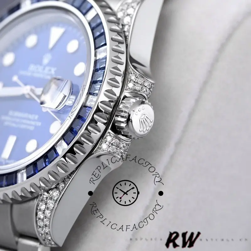 Rolex Submariner Date 116610LN, side view showing diamond bezel height and crown.