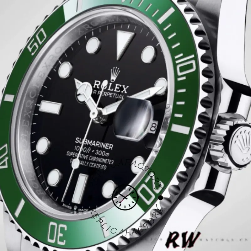 Rolex Submariner 126610LV Green Rubber Strap Black Dial 41mm Mens Replica Watch