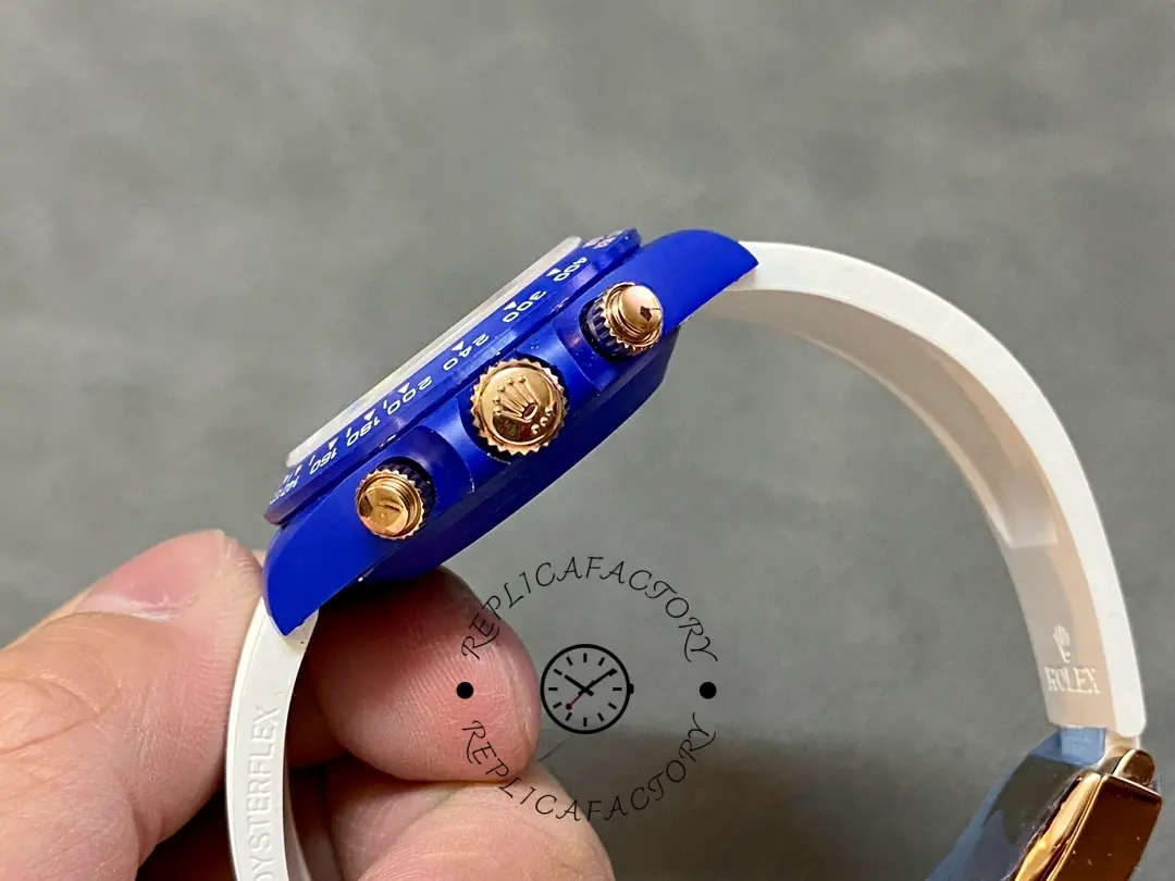 Rolex Daytona AET Remould Les Demoiselles D'Avignon 40mm, side view showing crown and pushers.