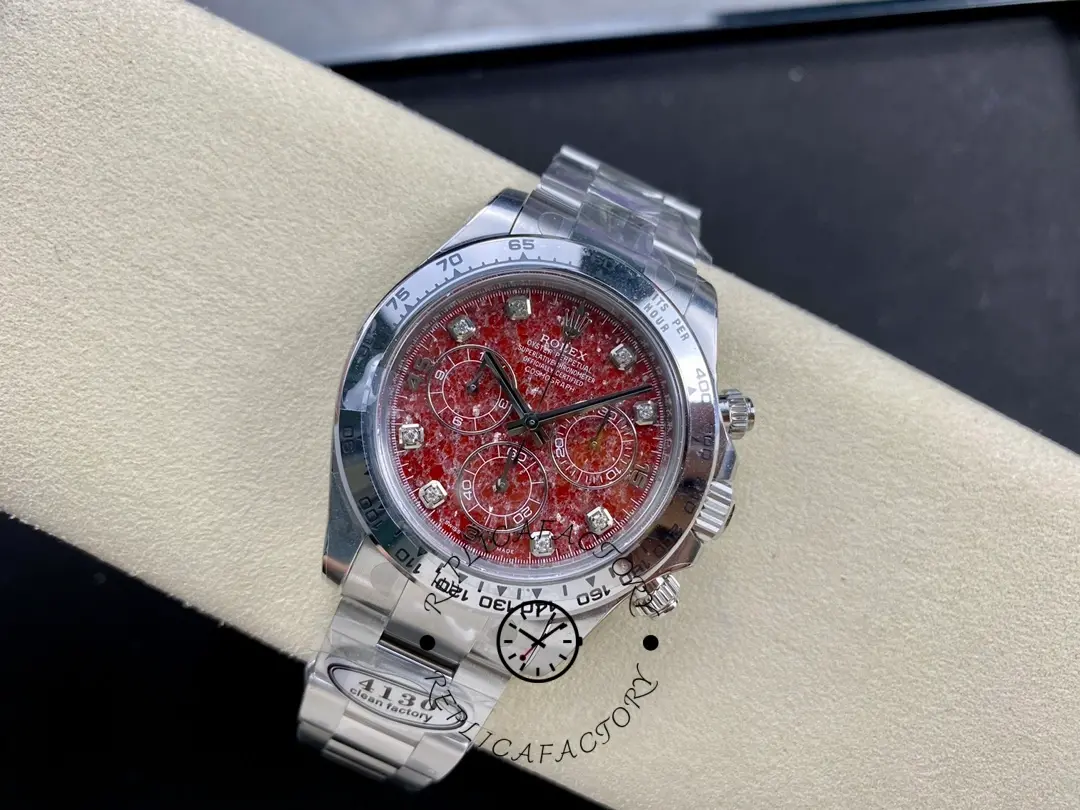 Rolex Cosmograph Daytona 40MM White Gold Rare Rubellite Dial 116509 Men's Watch