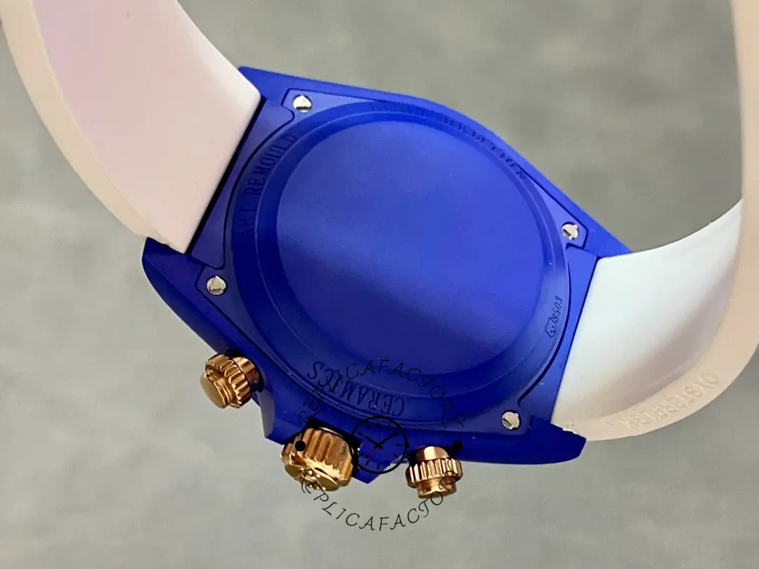 Rolex Daytona AET Remould Les Demoiselles D'Avignon 40mm, caseback view with blue back cover.