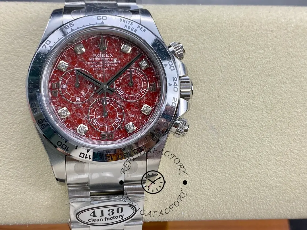 Rolex Cosmograph Daytona 40MM White Gold Rare Rubellite Dial 116509 Men's Watch