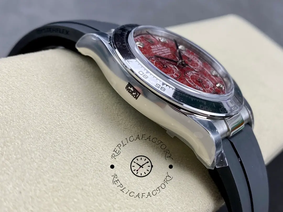Rolex Cosmograph Daytona 40MM White Gold Rare Rubellite Dial 116509 Rubber Strap