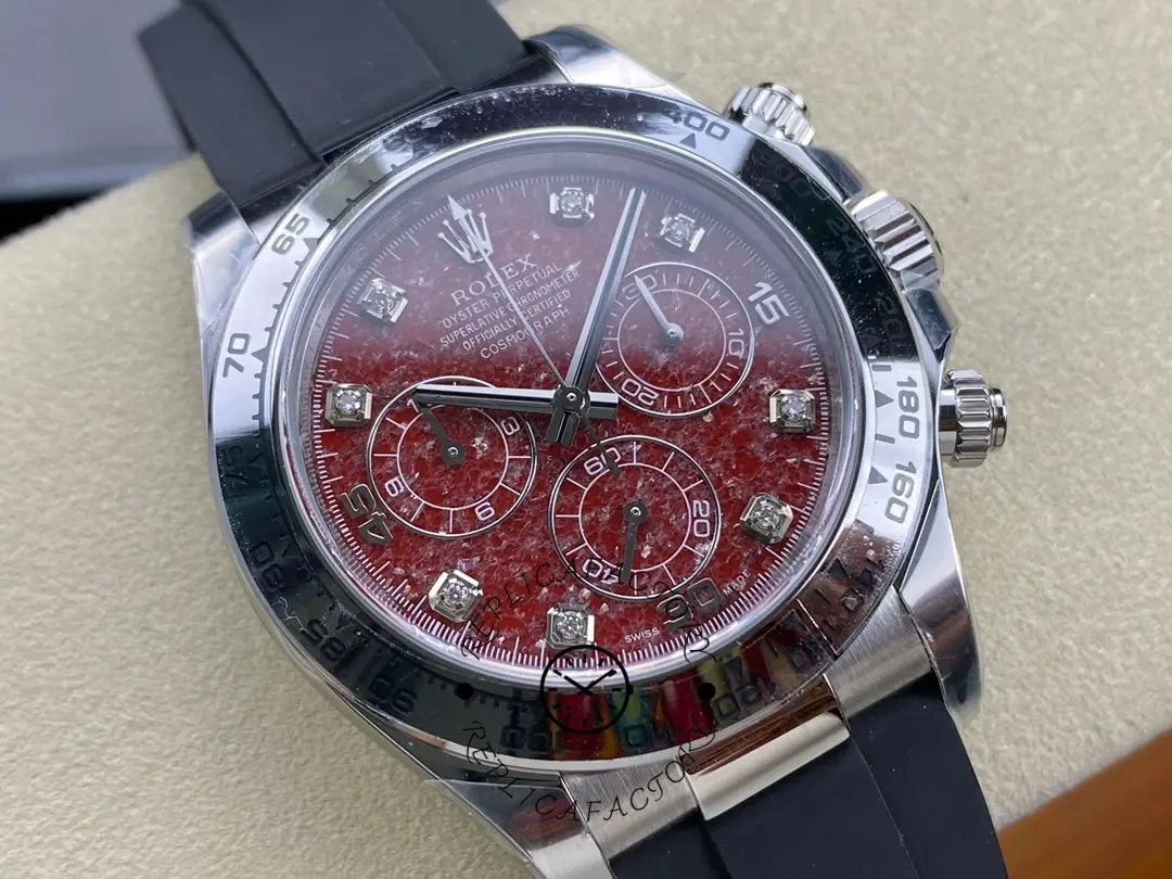 Rolex Cosmograph Daytona 40MM White Gold Rare Rubellite Dial 116509 Rubber Strap
