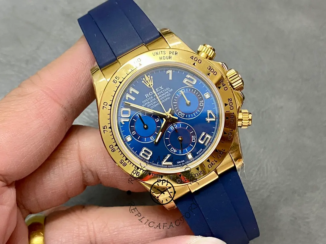 Rolex Cosmograph Daytona Yellow Gold Case Blue Dial 116518 Men's Watch