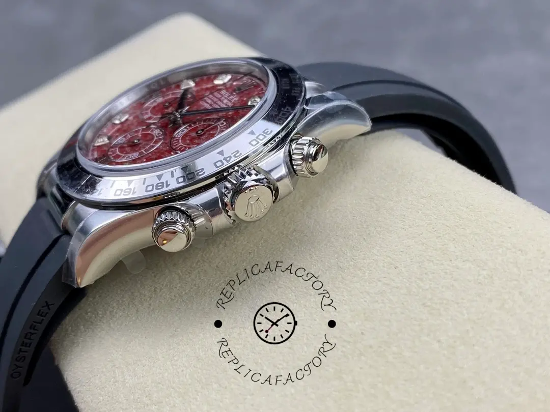 Rolex Cosmograph Daytona 40MM White Gold Rare Rubellite Dial 116509 Rubber Strap