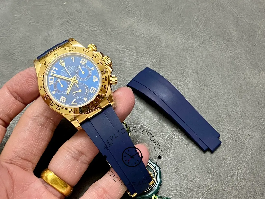 Rolex Cosmograph Daytona Yellow Gold Case Blue Dial 116518 Men's Watch