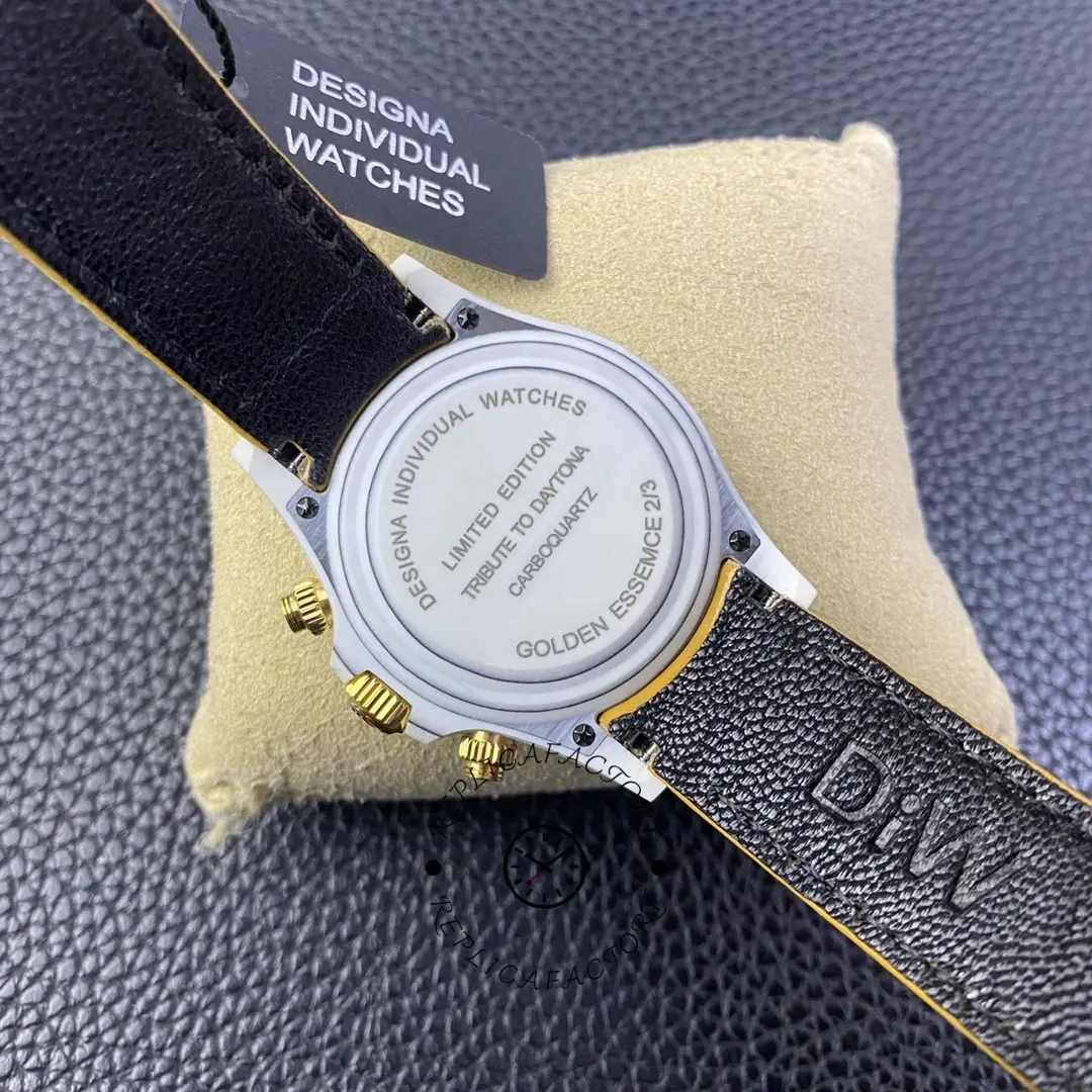 Rolex Daytona DiW Quartz Fiber Luminous 40mm, caseback view on pillow.