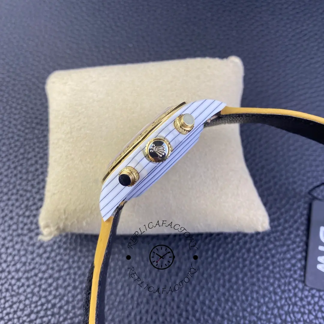 Rolex Daytona DiW Quartz Fiber Luminous 40mm, side profile showing case thickness and crown.