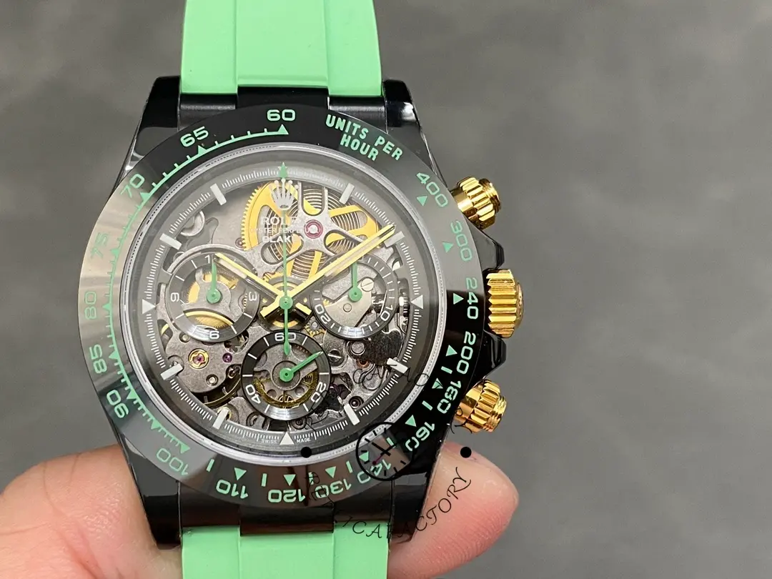 Rolex Daytona PVD Ceramic Bezel GET Best Edition Green Rubber Strap