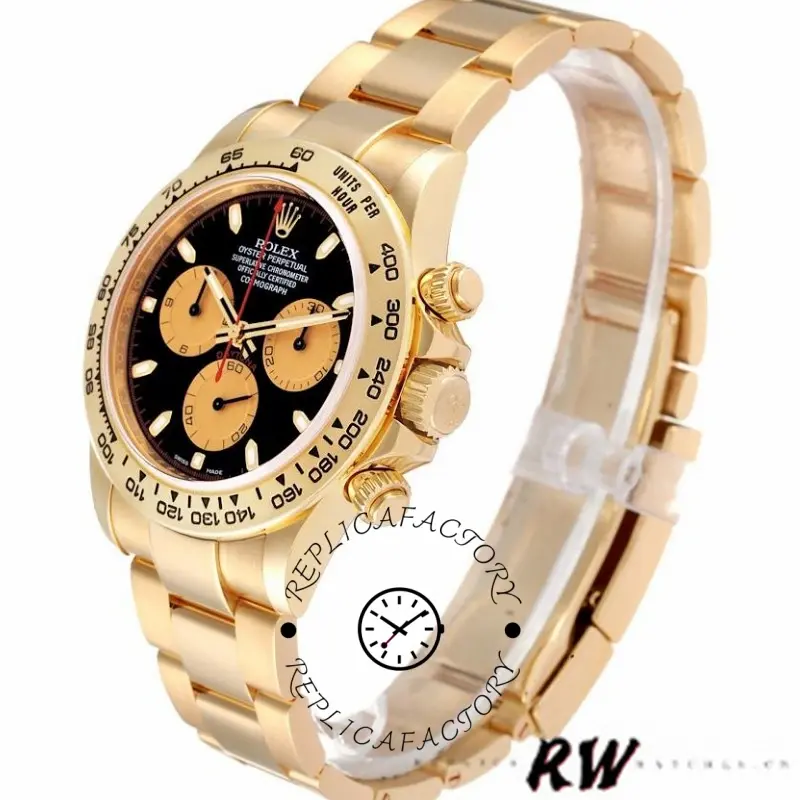 Rolex Daytona 116508 Yellow Gold Black Dial 40MM Mens Replica Watch