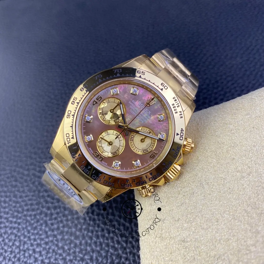 Rolex Daytona 116508 Yellow Gold Black Mother Of Pearl Dial 40MM Mens Replica Watch